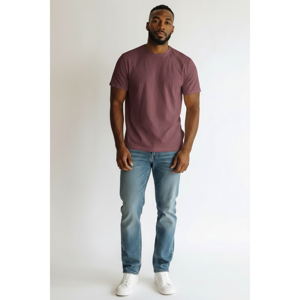 Montique T Shirt Mens XL Burgundy Brown Ribbed Rayon Blend Short Sleeve